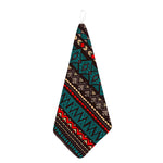 Teal And Brown Aztec Pattern Print Hand Towel