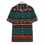 Teal And Brown Aztec Pattern Print Hawaiian Shirt