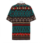 Teal And Brown Aztec Pattern Print Hawaiian Shirt