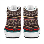 Teal And Brown Aztec Pattern Print High Top Leather Sneakers