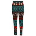 Teal And Brown Aztec Pattern Print High-Waisted Pocket Leggings