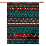 Teal And Brown Aztec Pattern Print House Flag