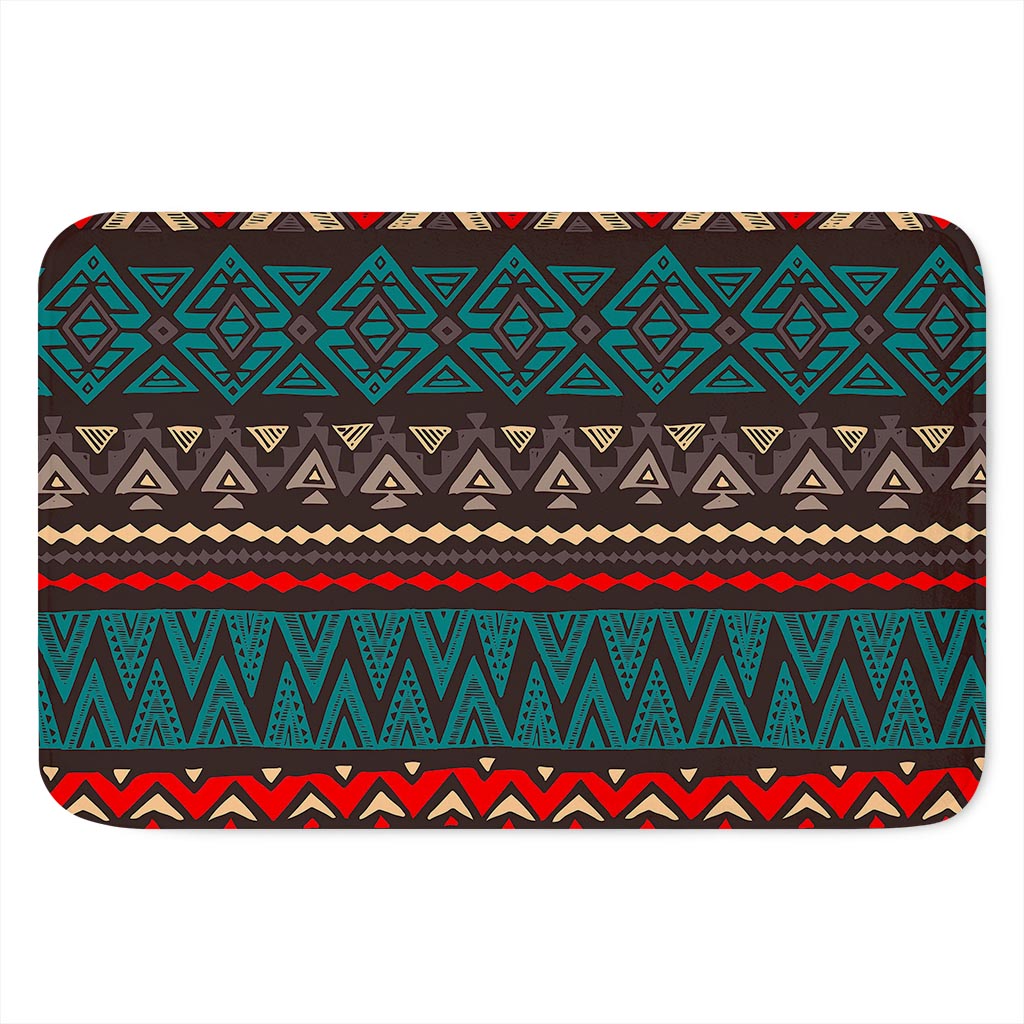 Teal And Brown Aztec Pattern Print Indoor Door Mat