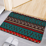 Teal And Brown Aztec Pattern Print Indoor Door Mat