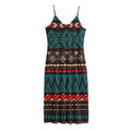 Teal And Brown Aztec Pattern Print Jersey Midi Cami Dress