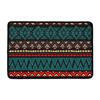Teal And Brown Aztec Pattern Print Kitchen Mat