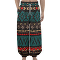 Teal And Brown Aztec Pattern Print Lantern Pants