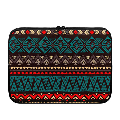 Teal And Brown Aztec Pattern Print Laptop Sleeve