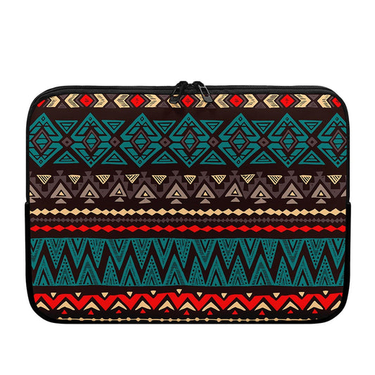 Teal And Brown Aztec Pattern Print Laptop Sleeve