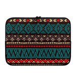 Teal And Brown Aztec Pattern Print Laptop Sleeve