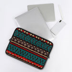 Teal And Brown Aztec Pattern Print Laptop Sleeve