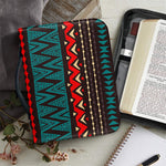 Teal And Brown Aztec Pattern Print Leather Bible Cover