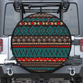 Teal And Brown Aztec Pattern Print Leather Spare Tire Cover