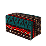 Teal And Brown Aztec Pattern Print Leather Tissue Box Cover