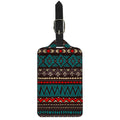 Teal And Brown Aztec Pattern Print Luggage Tag