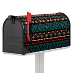 Teal And Brown Aztec Pattern Print Mailbox Cover