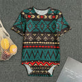 Teal And Brown Aztec Pattern Print Men's Bodysuit