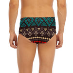 Teal And Brown Aztec Pattern Print Men's Briefs