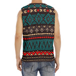 Teal And Brown Aztec Pattern Print Men's Fitness Tank Top