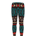 Teal And Brown Aztec Pattern Print Men's Leggings