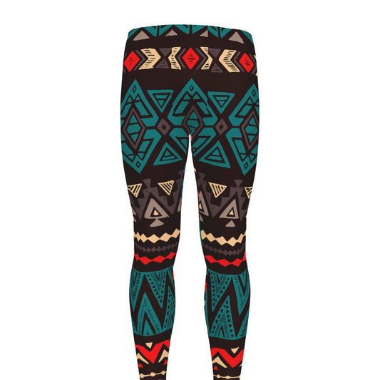 Teal And Brown Aztec Pattern Print Men's leggings