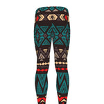 Teal And Brown Aztec Pattern Print Men's leggings