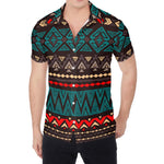 Teal And Brown Aztec Pattern Print Men's Shirt