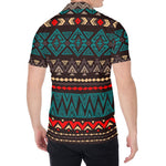 Teal And Brown Aztec Pattern Print Men's Shirt