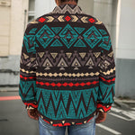 Teal And Brown Aztec Pattern Print Men's Shirt Jacket