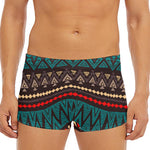Teal And Brown Aztec Pattern Print Men's Short Boxer Briefs