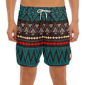 Teal And Brown Aztec Pattern Print Men's Split Running Shorts