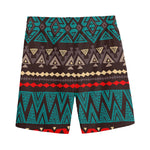 Teal And Brown Aztec Pattern Print Men's Sports Shorts