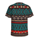 Teal And Brown Aztec Pattern Print Men's Sports T-Shirt