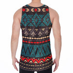 Teal And Brown Aztec Pattern Print Men's Velvet Tank Top