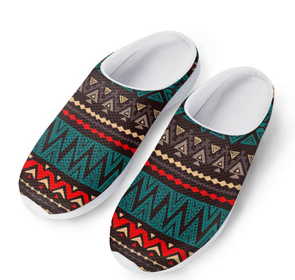 Teal And Brown Aztec Pattern Print Mesh Casual Shoes