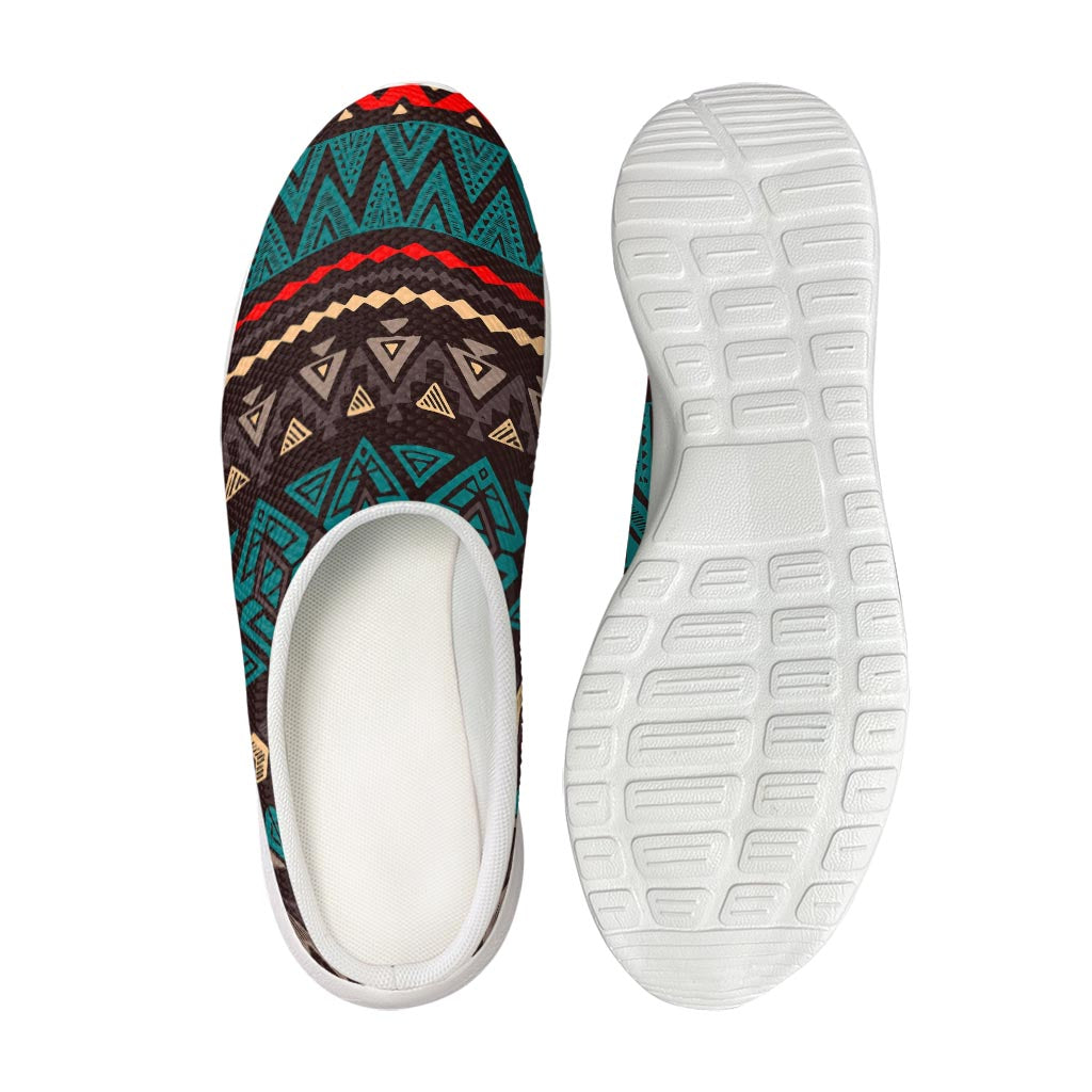 Teal And Brown Aztec Pattern Print Mesh Casual Shoes
