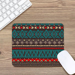 Teal And Brown Aztec Pattern Print Mouse Pad
