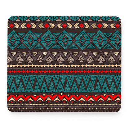 Teal And Brown Aztec Pattern Print Mouse Pad