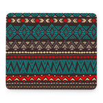 Teal And Brown Aztec Pattern Print Mouse Pad