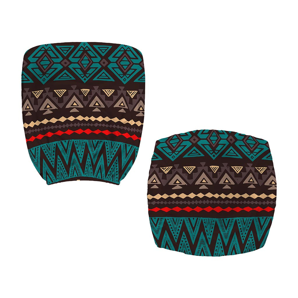 Teal And Brown Aztec Pattern Print Office Chair Cover