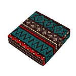 Teal And Brown Aztec Pattern Print Outdoor Seat Cushion Cover
