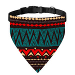 Teal And Brown Aztec Pattern Print Over The Collar Dog Bandana