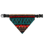 Teal And Brown Aztec Pattern Print Over The Collar Dog Bandana