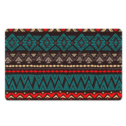 Teal And Brown Aztec Pattern Print Polyester Doormat