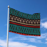 Teal And Brown Aztec Pattern Print Polyester Flag