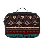 Teal And Brown Aztec Pattern Print Portable Lunch Bag