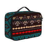 Teal And Brown Aztec Pattern Print Portable Lunch Bag
