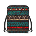 Teal And Brown Aztec Pattern Print Rectangular Crossbody Bag