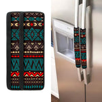 Teal And Brown Aztec Pattern Print Refrigerator Handle Covers