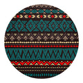 Teal And Brown Aztec Pattern Print Round Blanket